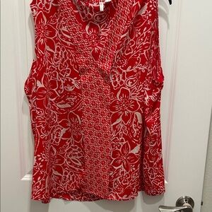 Floral Red Sleeveless Top